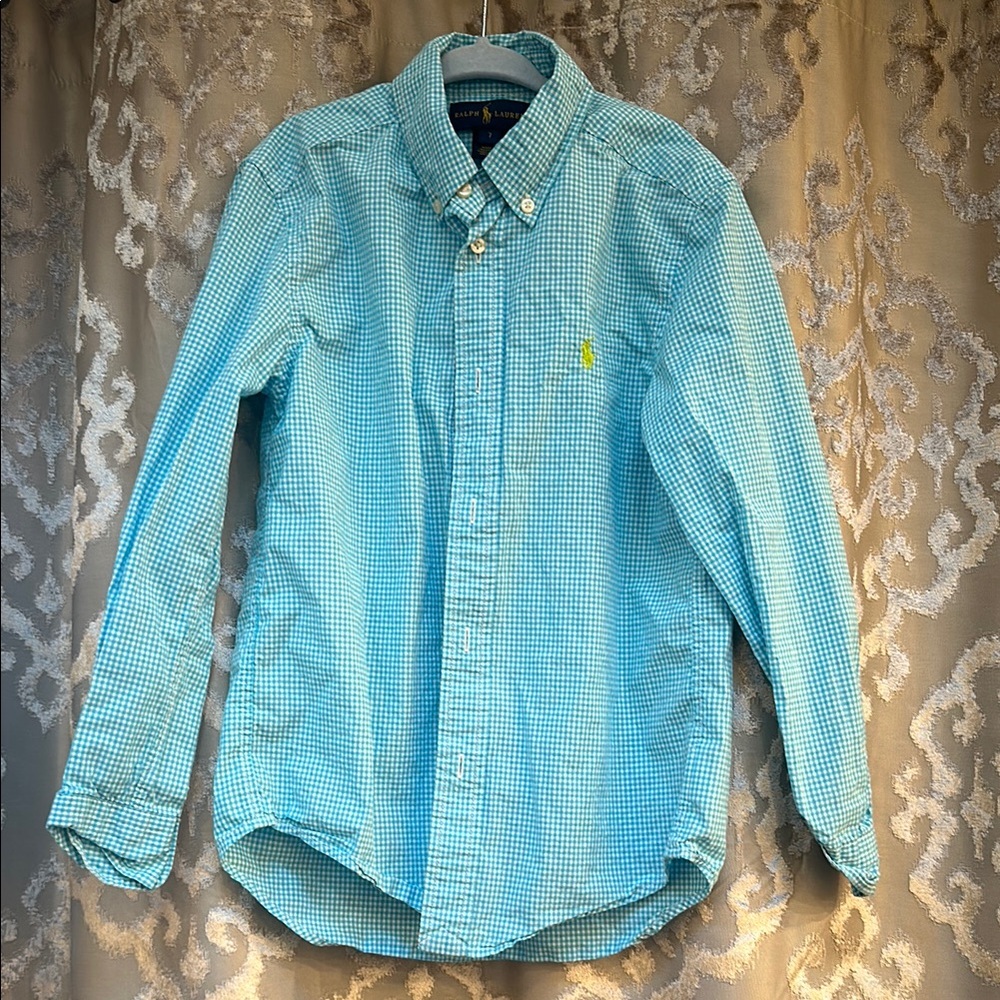 Ralph Lauren Kid’s Blue Checkered Button Down Shirt Size 7